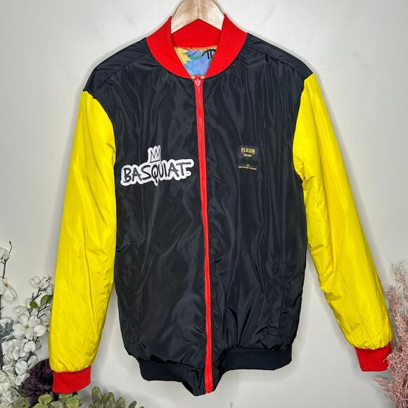 REASON x JEAN-MICHEL BASQUIAT Reversible Graffiti Jacket Sz M - Picture 4 of 8